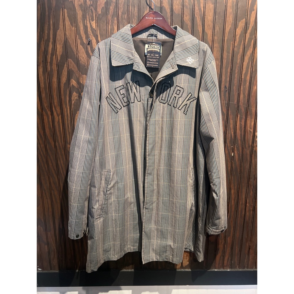 My Favorite Clothes New York Graphic Striped Trench Coat Gray Black Mens XL